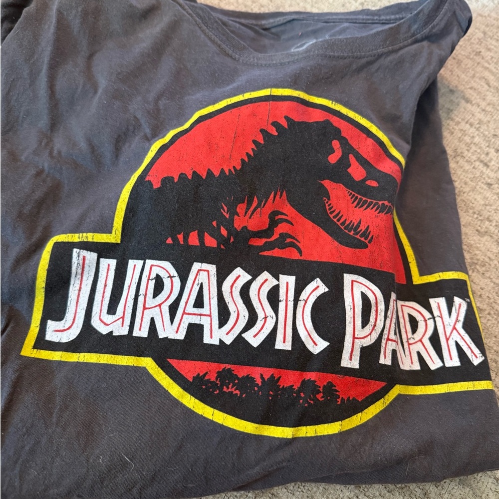 Jurassic Park Kids T-Shirt - Gray and Red XL